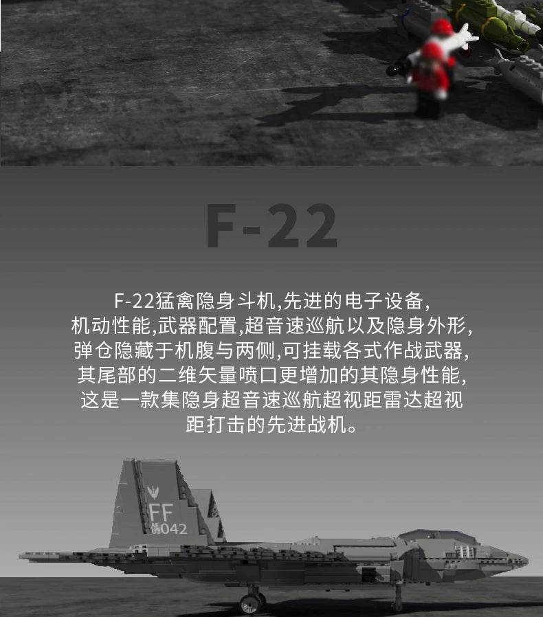 Aircraft Series F22 Fighter Building Blocks Model Toys - ToylandEU