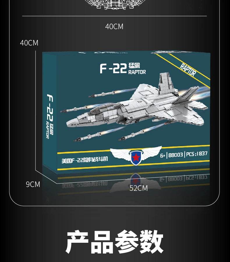 Aircraft Series F22 Fighter Building Blocks Model Toys - ToylandEU