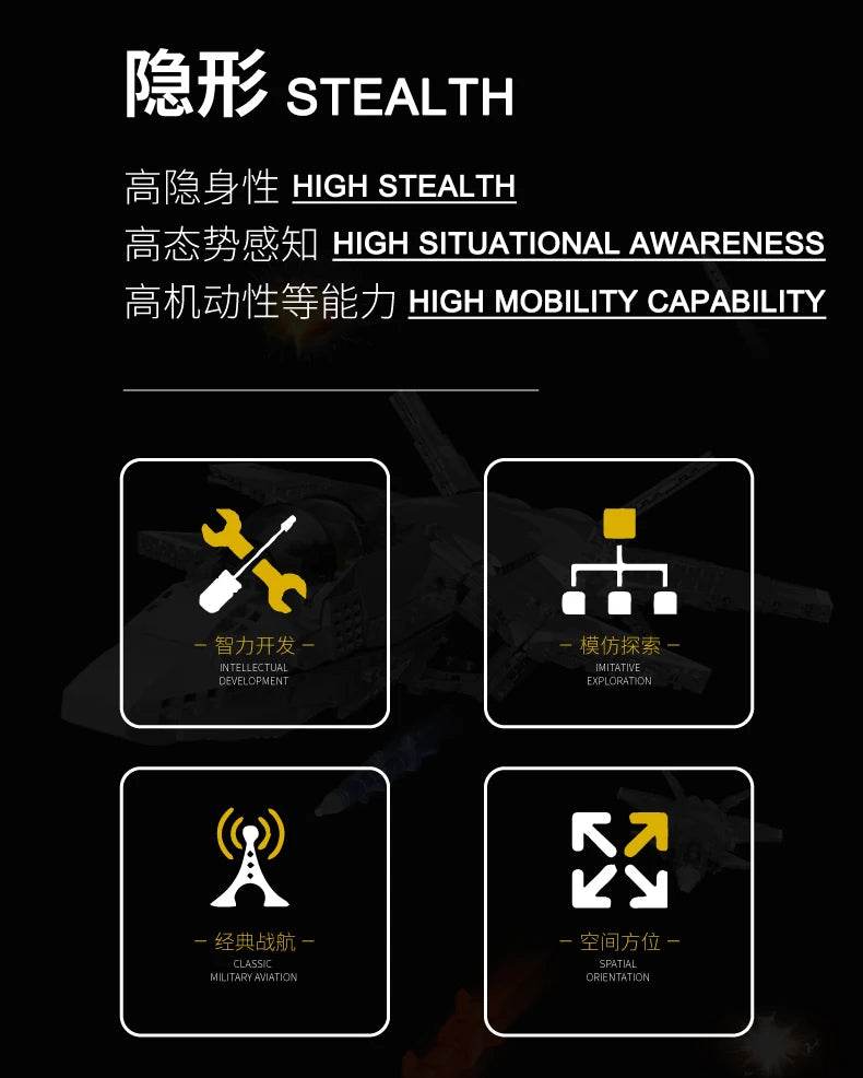 Aircraft Series F22 Fighter Building Blocks Model Toys - ToylandEU