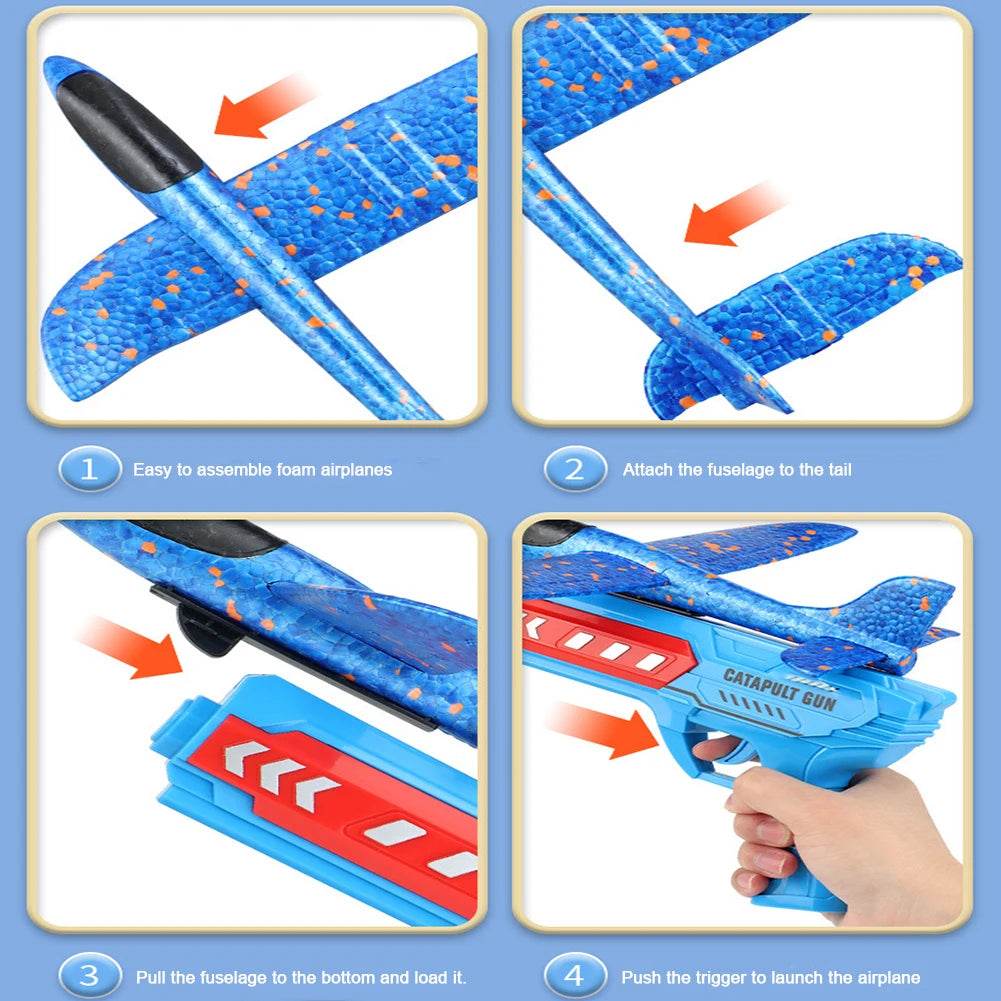Airplane Launcher Toys Outdoor Sports Flying Toys Foam Catapult Plane Birthday Gifts for Boys Girls - ToylandEU