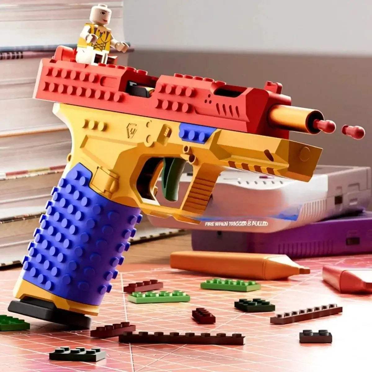 Hanging Toy Gun Continuous Firing Building Block Pistol Shell Throwing Airsoft Blowback Empty Outdoor CS Weapon for Boys Adult - ToylandEU