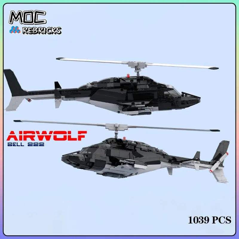  Airwolf Bell 222 MOC Building Blocks Helicopter Kit -  ToylandEU™