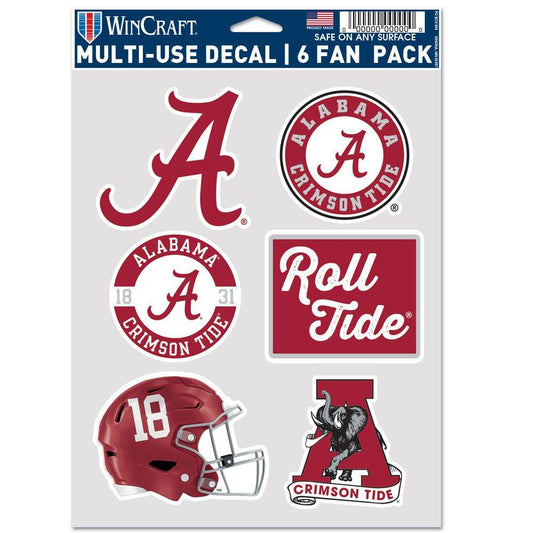 Alabama Crimson Tide Decal Set 6 Pack Multi Use Fans - ToylandEU