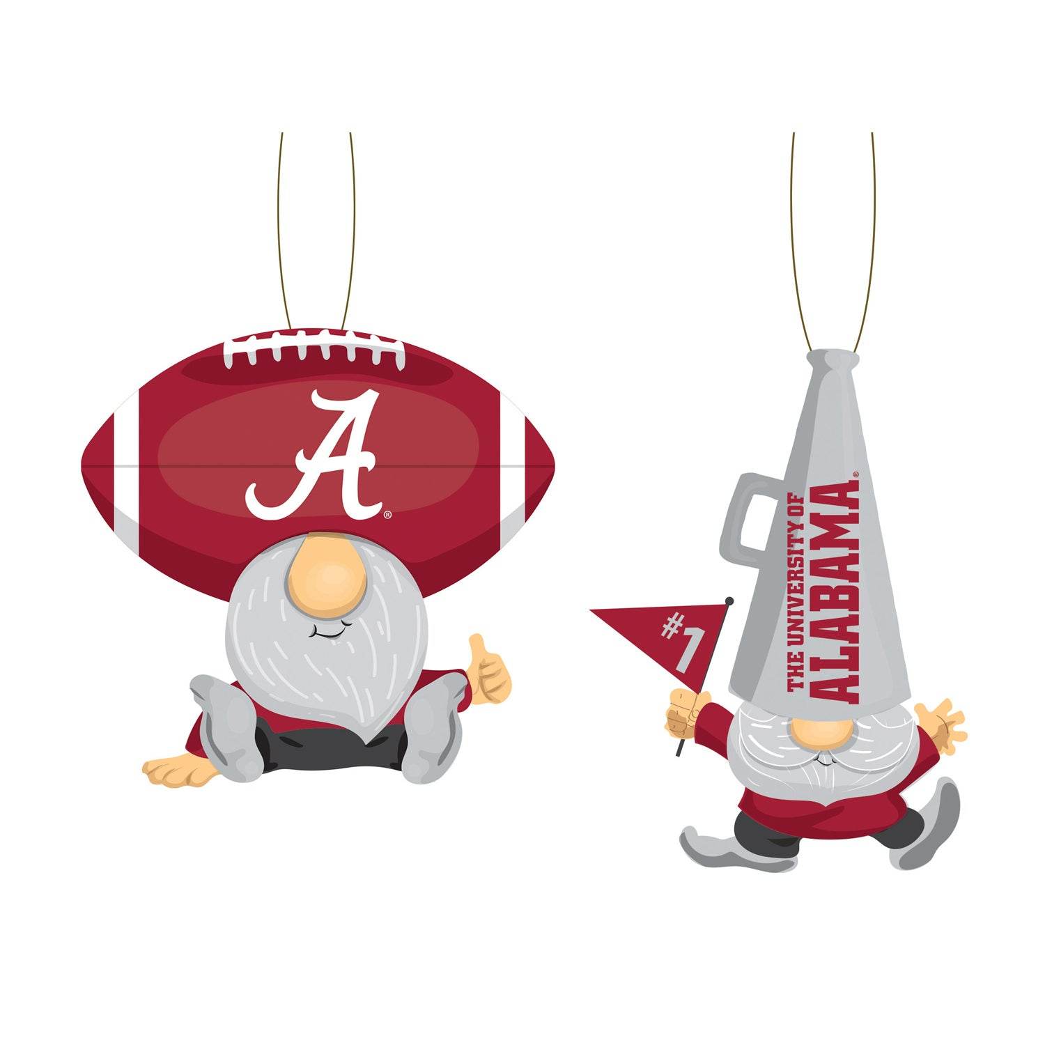 Alabama Crimson Tide Ornament Gnome Fans 2 Pack Set - ToylandEU