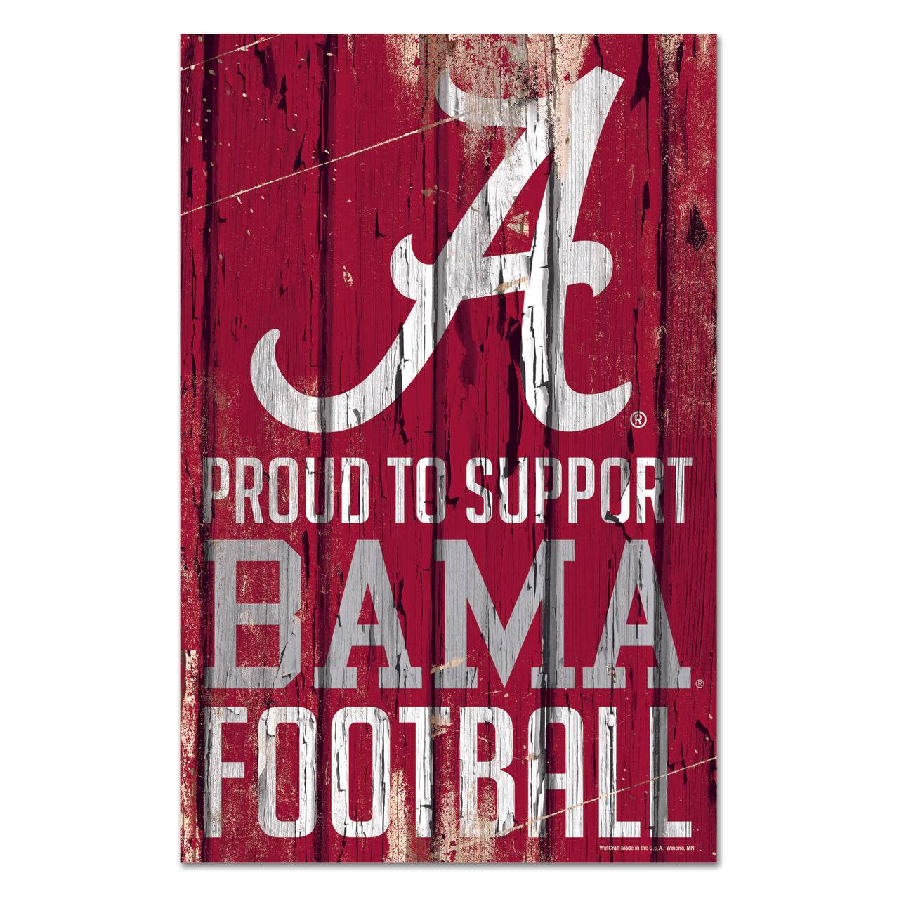 Alabama Crimson Tide Wood Sign 11x17 Proud to Support - ToylandEU