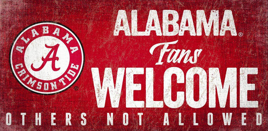 Alabama Crimson Tide Wood Sign Fans Welcome 12x6 Inches - ToylandEU