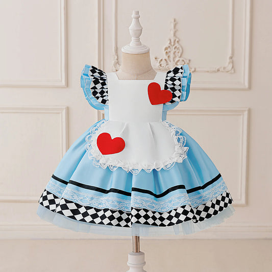Alice In Wonderland Inspired Baby Girl Dress With Lace - ToylandEU