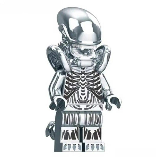 Alien Xenomorph metalic silver Lego Minifigures custom toys - Minifigure Toys