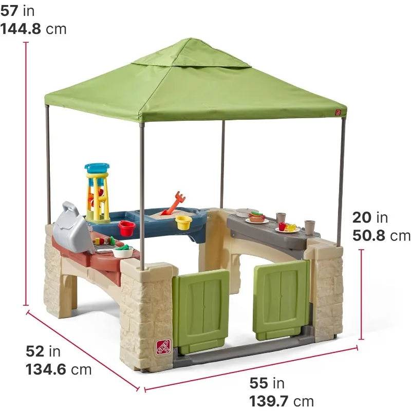 All Around Playtime Patio with Canopy Playset – Shaded Outdoor Playhouse for Kids with Realistic Interactive Features - ToylandEU
