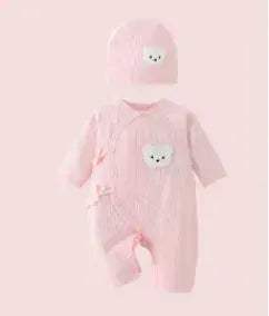 All Seasons Cotton Baby Romper with Cartoon Bear Hat for Newborns - ToylandEU