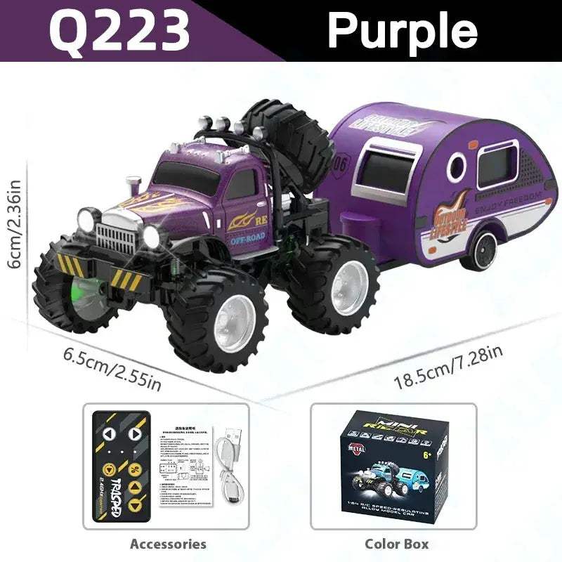 All Terrain Alloy RC Truck With Trailer Gift For Kids - ToylandEU
