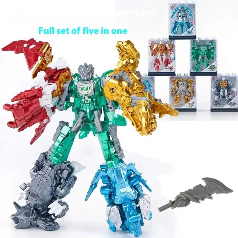 Alloy Dinosaur Transformer Toy Five In One Robot For Kids - ToylandEU