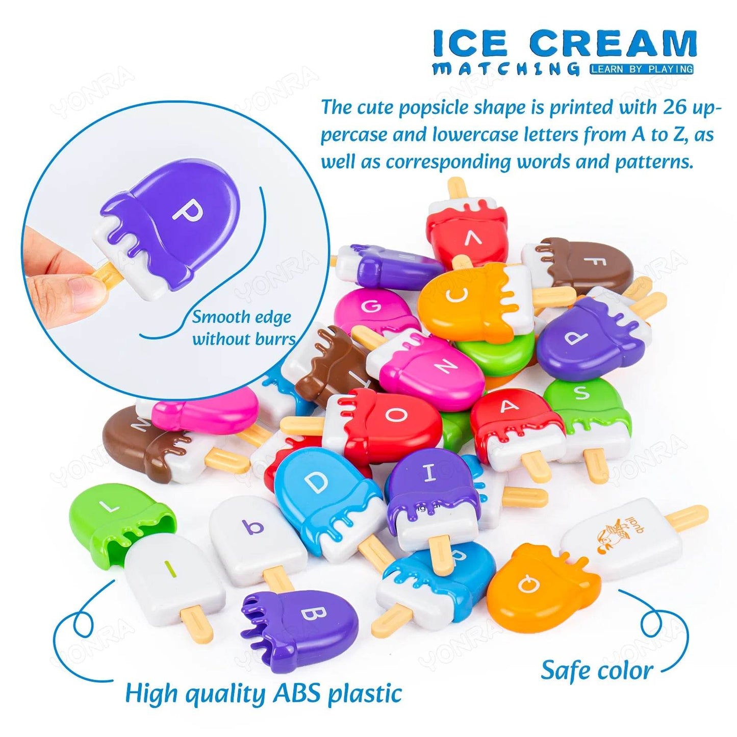 Alphabet Learning Toys for Toddlers Ice Cream ABC Letter Matching Toy Preschool Educational Montessori Toy Kids for Boys Girls - ToylandEU