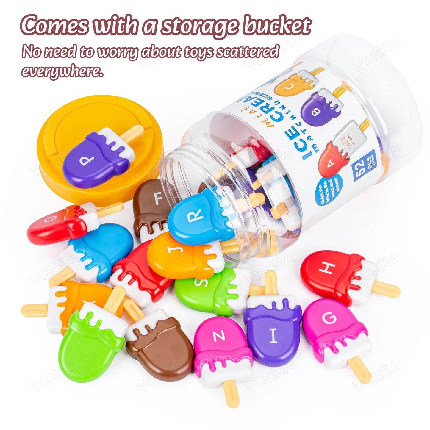 Alphabet Learning Toys for Toddlers Ice Cream ABC Letter Matching Toy Preschool Educational Montessori Toy Kids for Boys Girls - ToylandEU