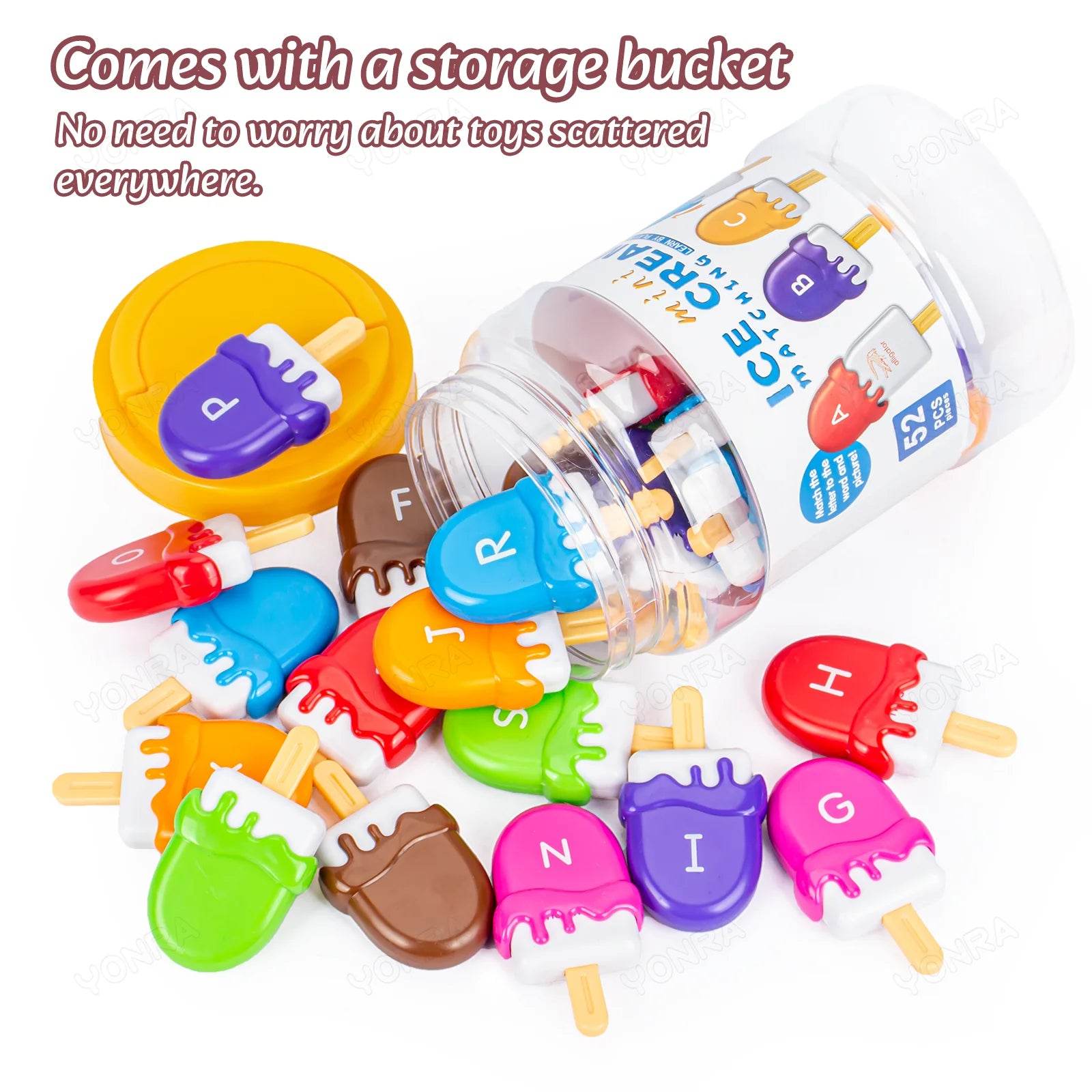 Alphabet Learning Toys for Toddlers Ice Cream ABC Letter Matching Toy Preschool Educational Montessori Toy Kids for Boys Girls - ToylandEU