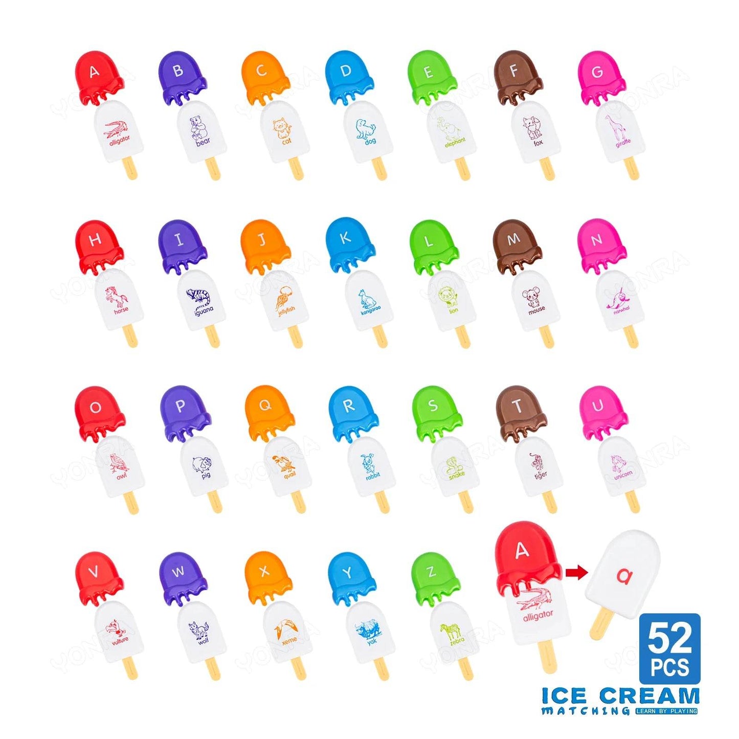 Alphabet Learning Toys for Toddlers Ice Cream ABC Letter Matching Toy Preschool Educational Montessori Toy Kids for Boys Girls - ToylandEU