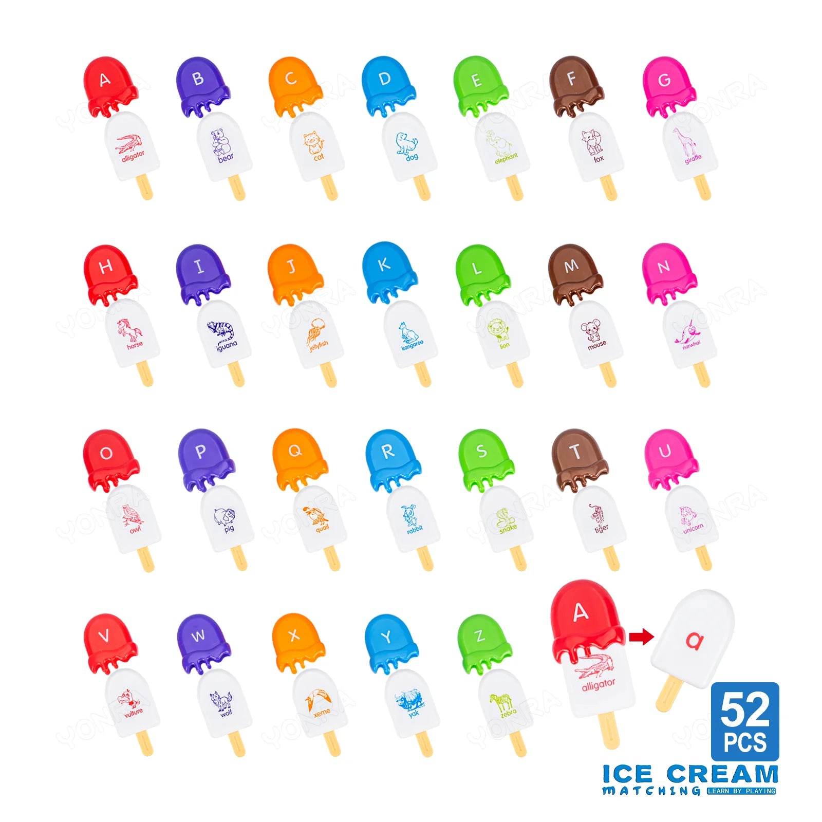 Alphabet Learning Toys for Toddlers Ice Cream ABC Letter Matching Toy Preschool Educational Montessori Toy Kids for Boys Girls - ToylandEU