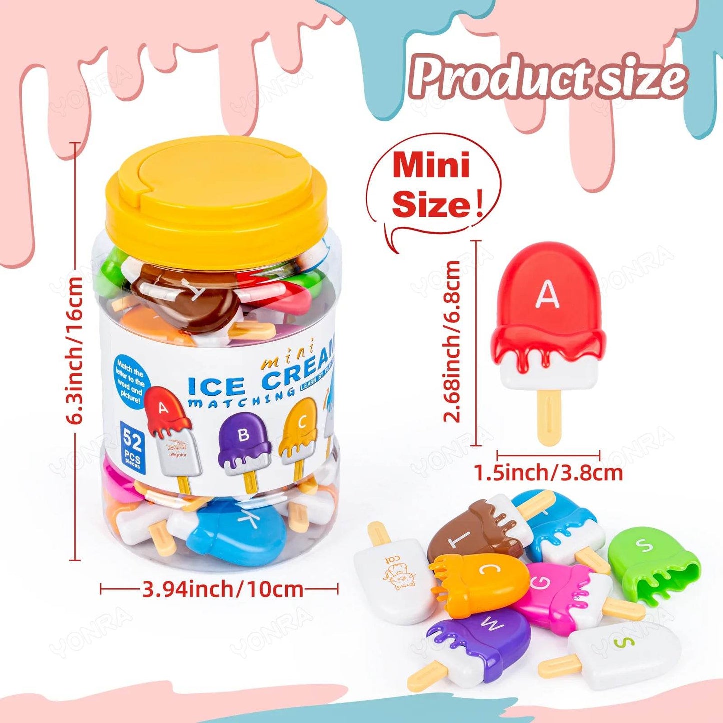 Alphabet Learning Toys for Toddlers Ice Cream ABC Letter Matching Toy Preschool Educational Montessori Toy Kids for Boys Girls - ToylandEU