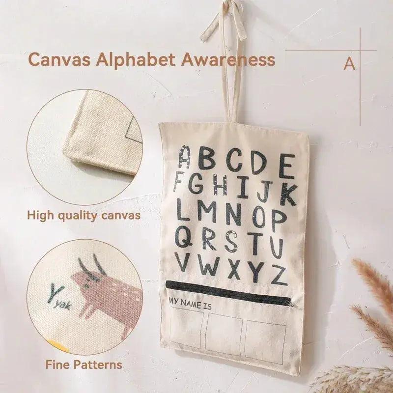  Alphabet Recognition Card Canvas Bag Set for Montessori Education ABC Cards and Canvas Storage Bag -  ToylandEU™