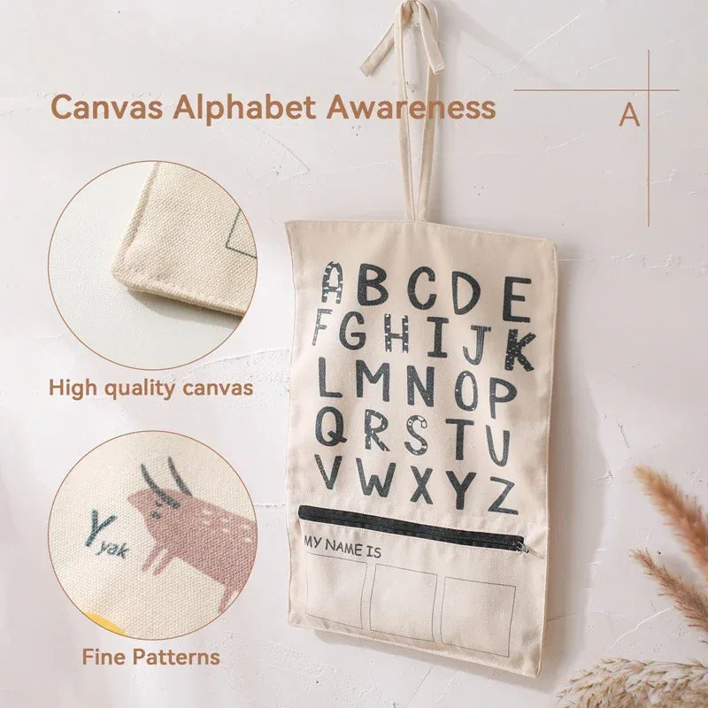 Alphabet Recognition Card Canvas Bag Set for Montessori Education ABC Cards and Canvas Storage Bag - ToylandEU
