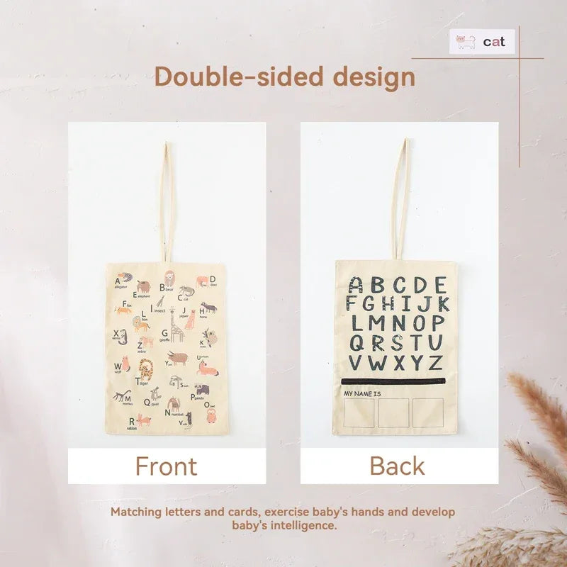 Alphabet Recognition Card Canvas Bag Set for Montessori Education ABC Cards and Canvas Storage Bag - ToylandEU