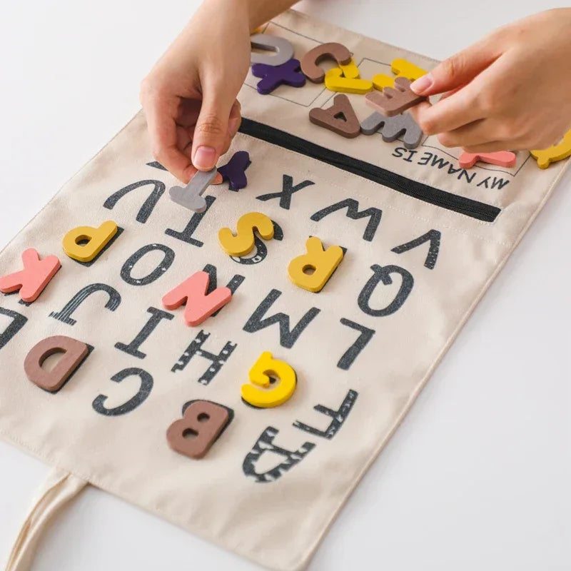 Alphabet Recognition Card Canvas Bag Set for Montessori Education ABC Cards and Canvas Storage Bag - ToylandEU