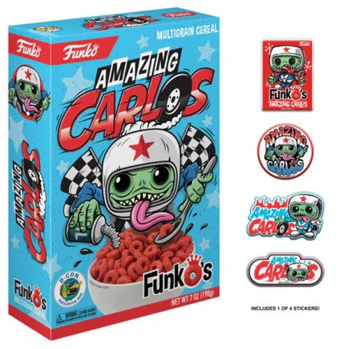 Amazing Carlos FunkO's Cereal w/ Sticker Pack - 2018 D-Con Exclusive - ToylandEU