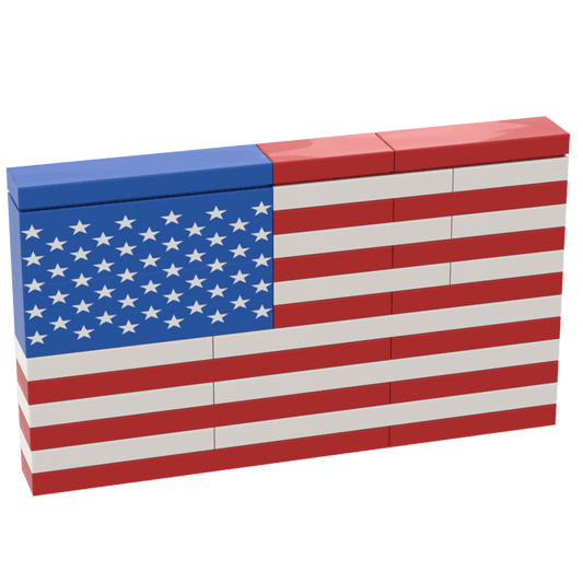 Building Brick Set | USA Flag | 30 Pieces | DIY Display Model