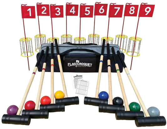 Amish-Made Deluxe Flag Croquet Golf Game Set, With Duffel Carry Bag - ToylandEU