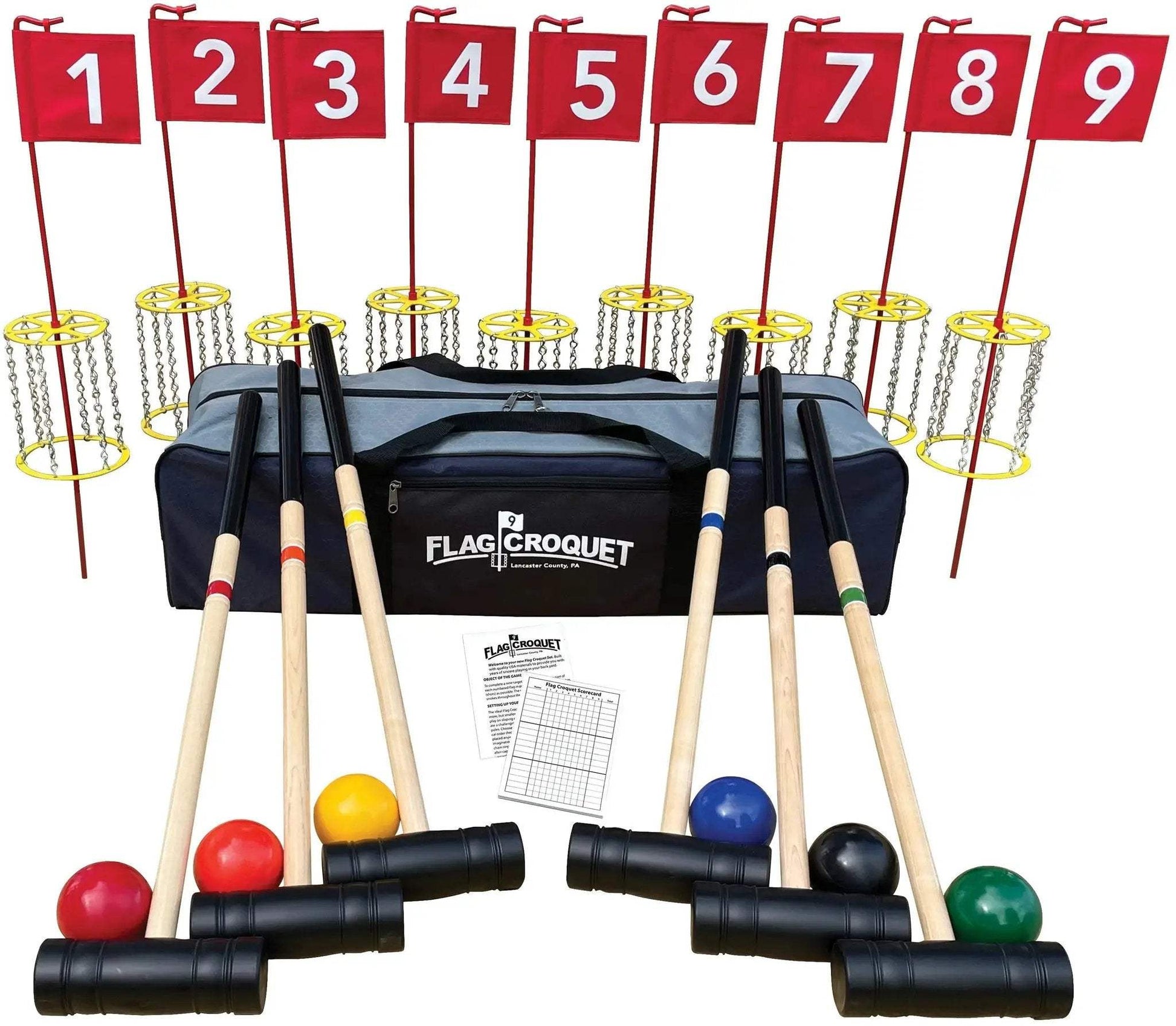 Amish-Made Deluxe Flag Croquet Golf Game Set, With Duffel Carry Bag - ToylandEU