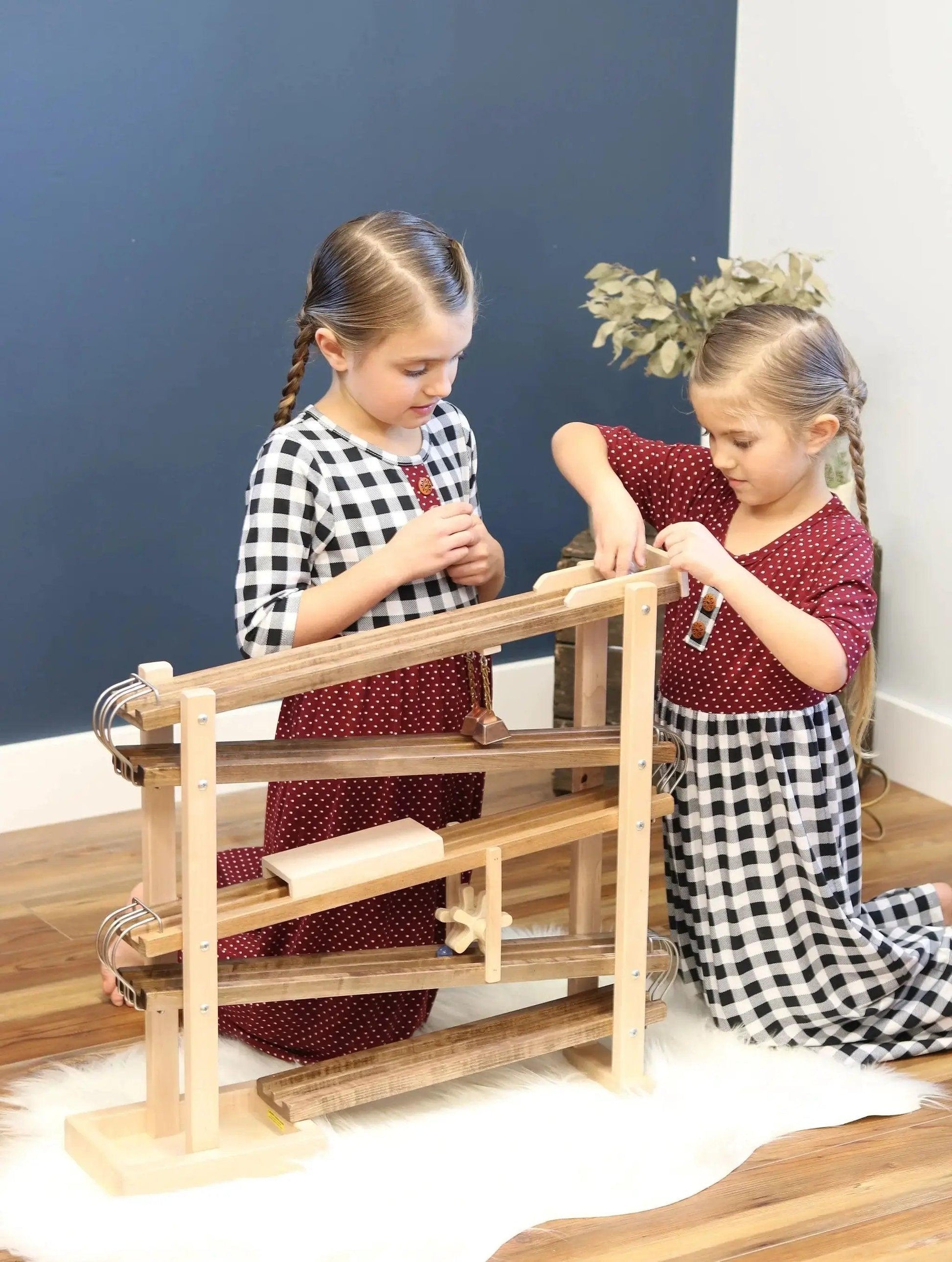  Amish-Made Deluxe Wooden Marble Flyer Racetrack Toy -  ToylandEU™