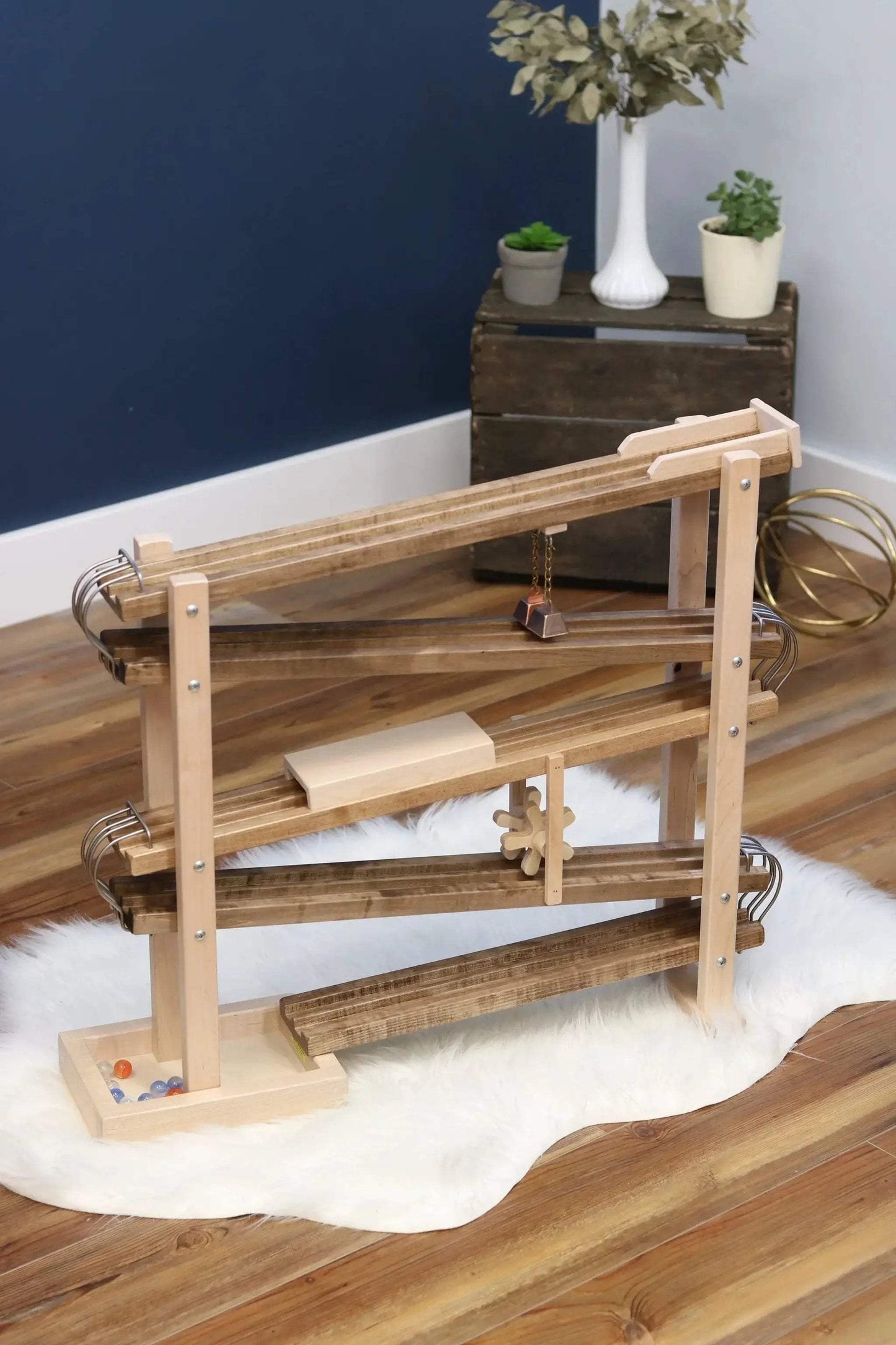 Amish-Made Deluxe Wooden Marble Flyer Racetrack Toy - ToylandEU