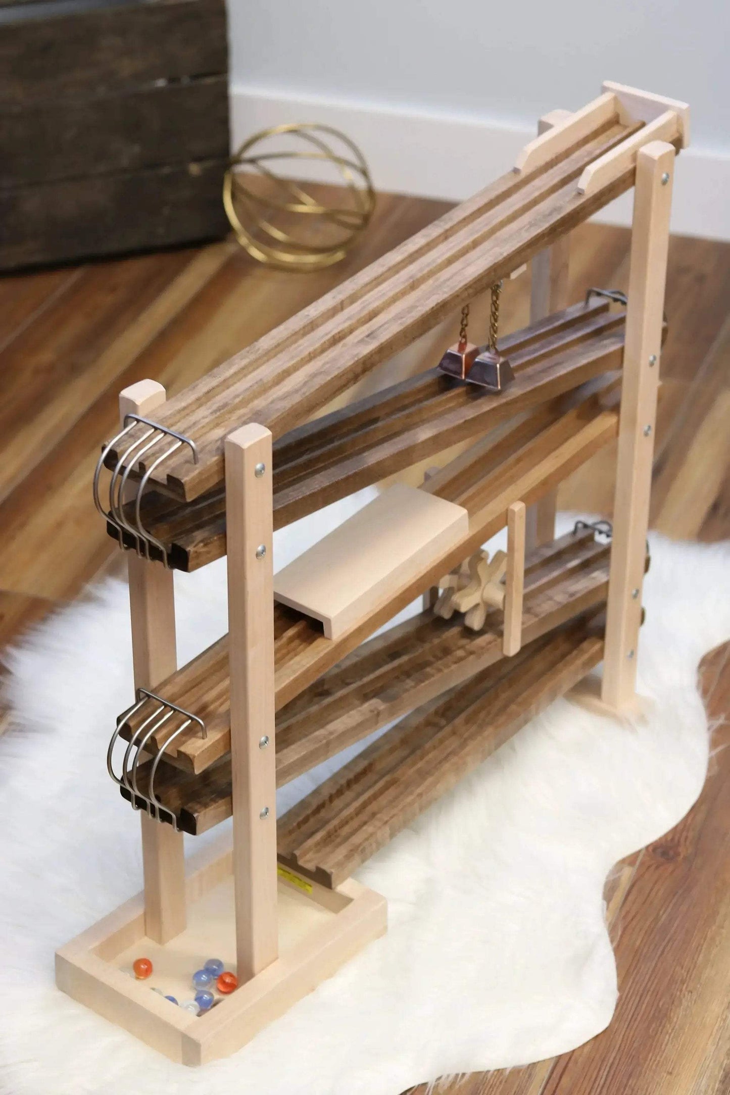 Amish-Made Deluxe Wooden Marble Flyer Racetrack Toy - ToylandEU