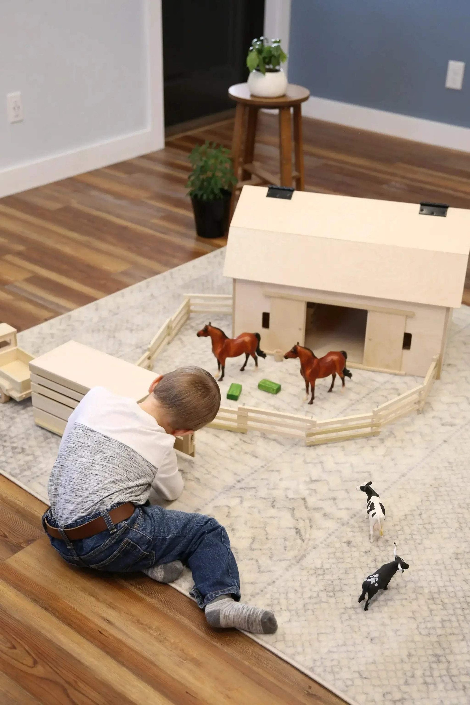 Amish-Made Large Wooden Hip-Roof Barn Toy, Unfinished - ToylandEU