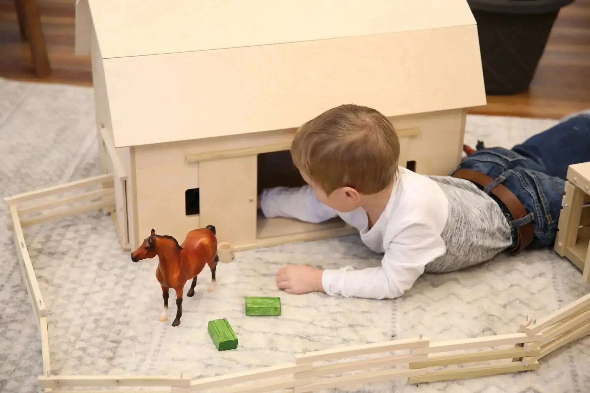 Amish-Made Large Wooden Hip-Roof Barn Toy, Unfinished - ToylandEU