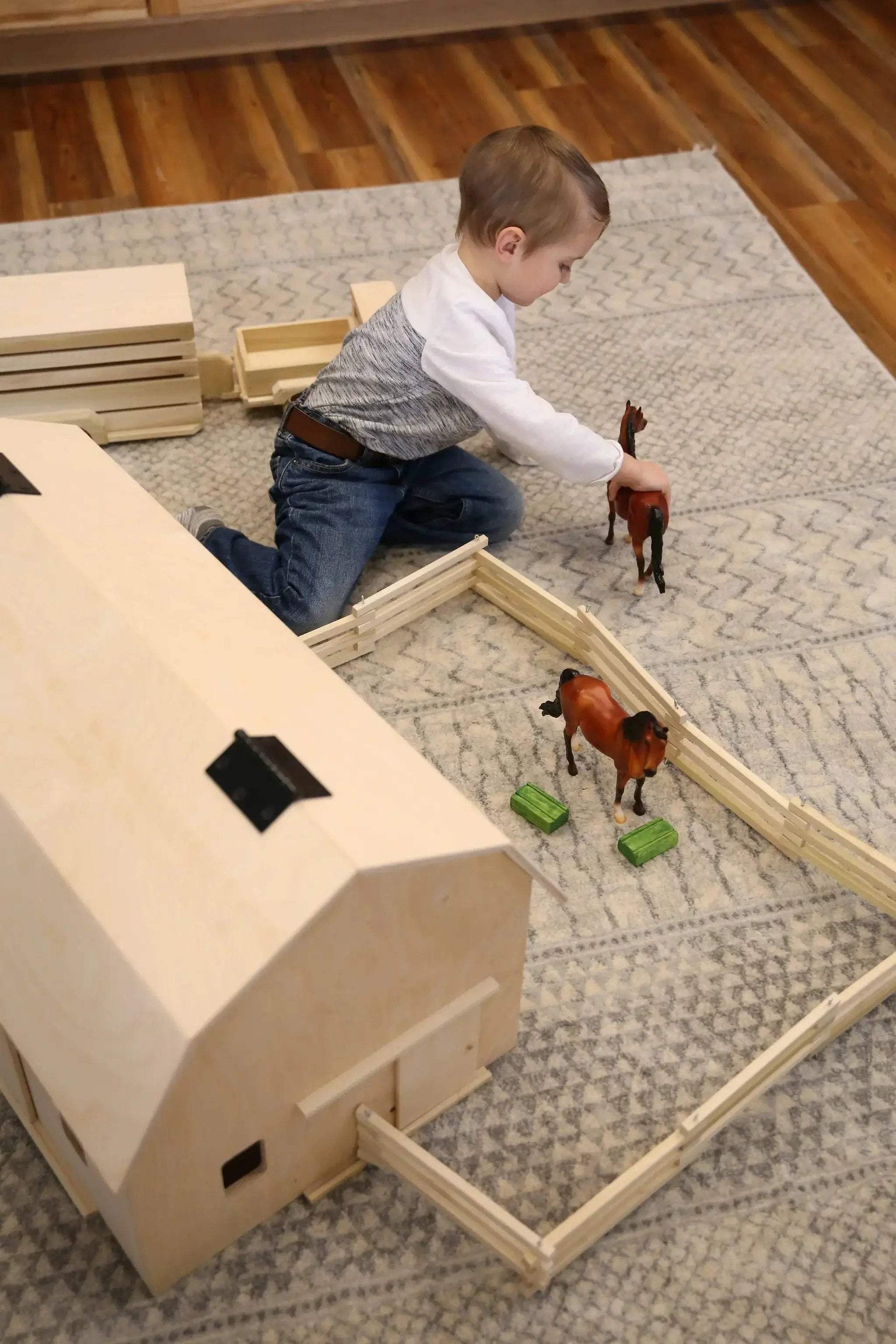 Amish-Made Large Wooden Hip-Roof Barn Toy, Unfinished - ToylandEU