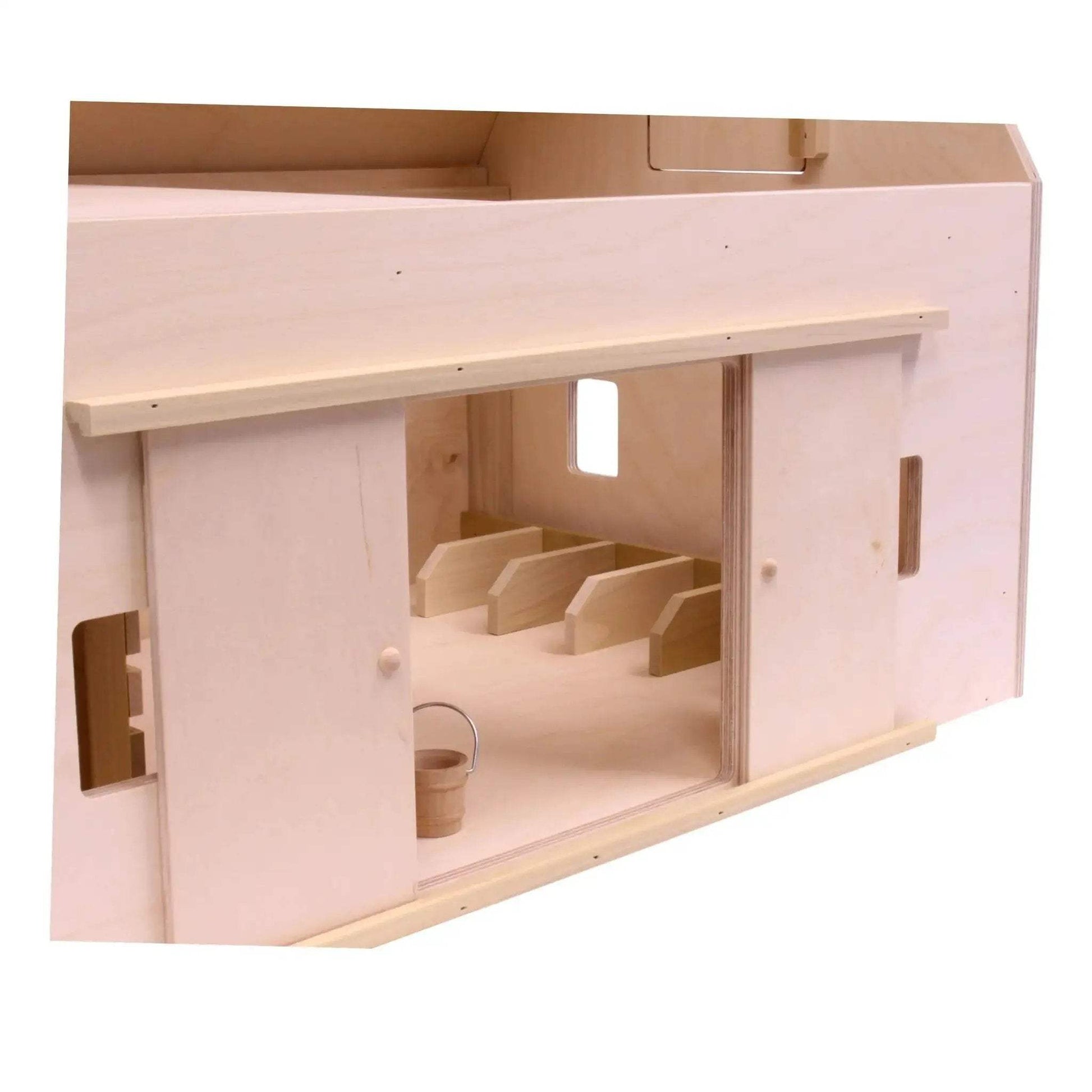 Amish-Made Large Wooden Hip-Roof Barn Toy, Unfinished - ToylandEU