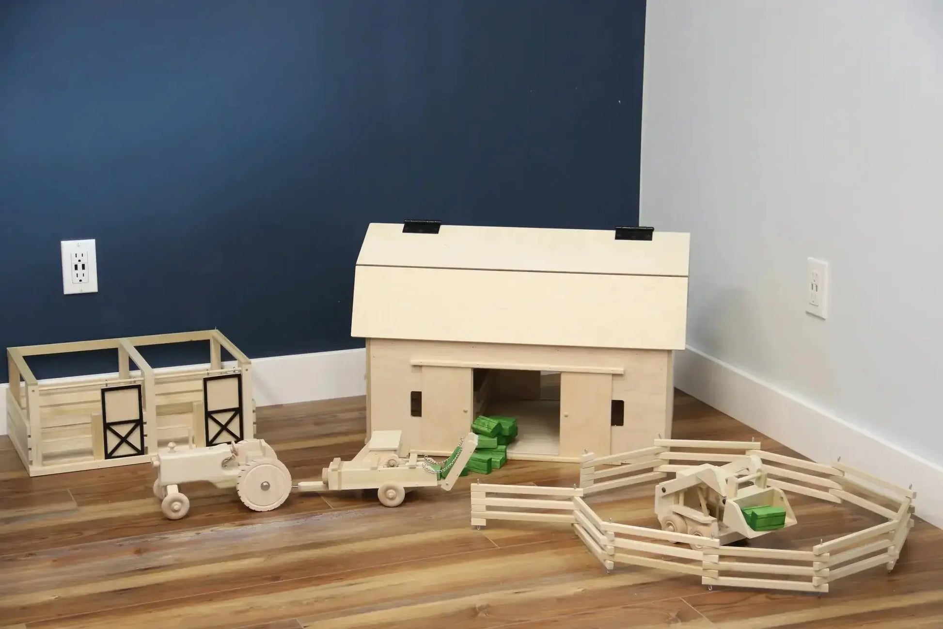 Amish-Made Large Wooden Hip-Roof Barn Toy, Unfinished - ToylandEU