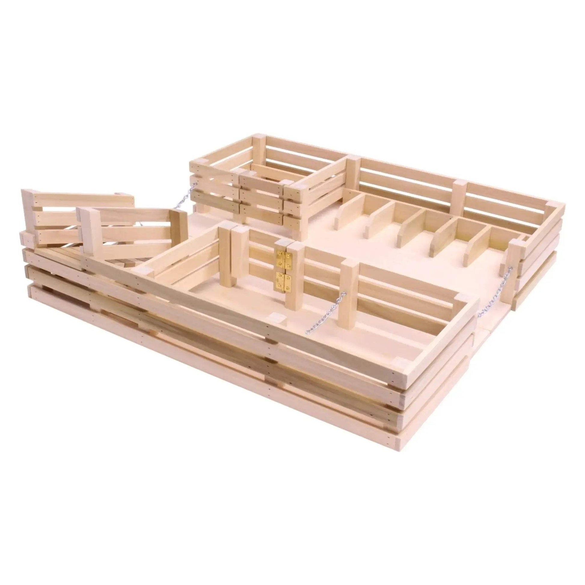 Amish-Made Wooden Folding Stock Yard Farm Toy, Unfinished - ToylandEU