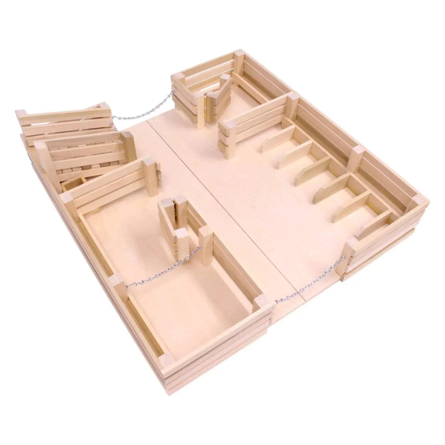 Amish-Made Wooden Folding Stock Yard Farm Toy, Unfinished - ToylandEU