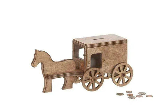 Amish-Made Wooden Horse & Buggy Penny Piggy Bank - ToylandEU