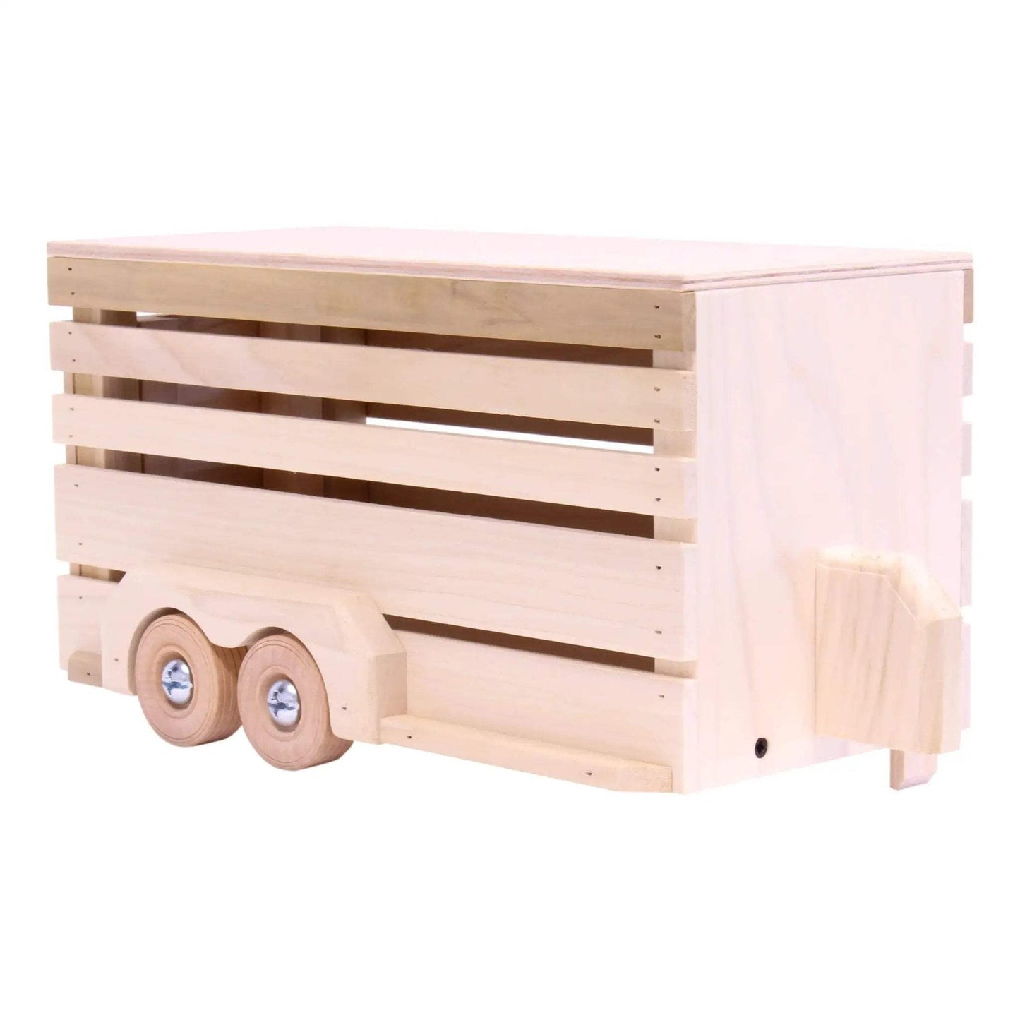 Amish-Made Wooden Horse Trailer Toy, Unfinished Wood - ToylandEU