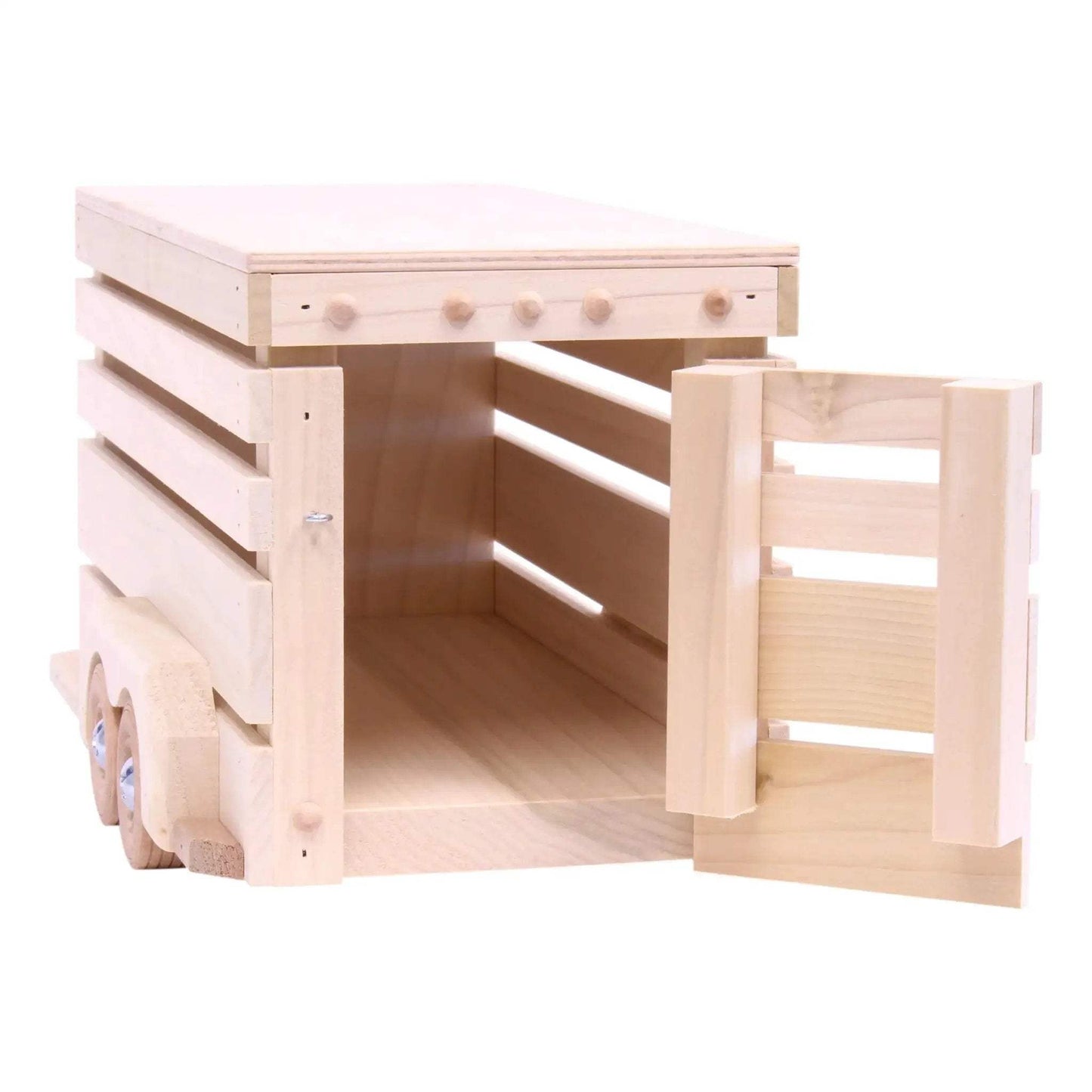 Amish-Made Wooden Horse Trailer Toy, Unfinished Wood - ToylandEU