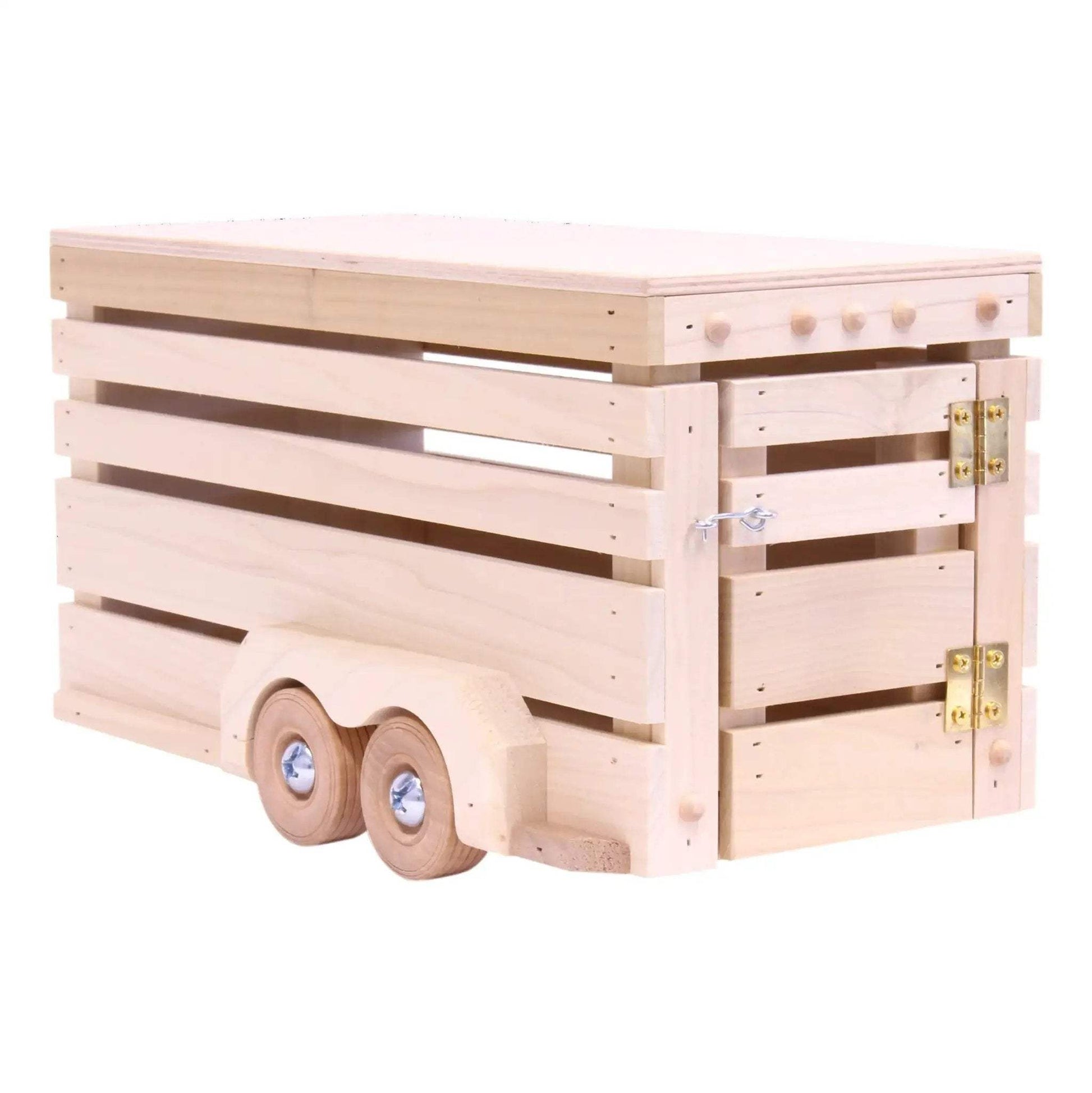 Amish-Made Wooden Horse Trailer Toy, Unfinished Wood - ToylandEU