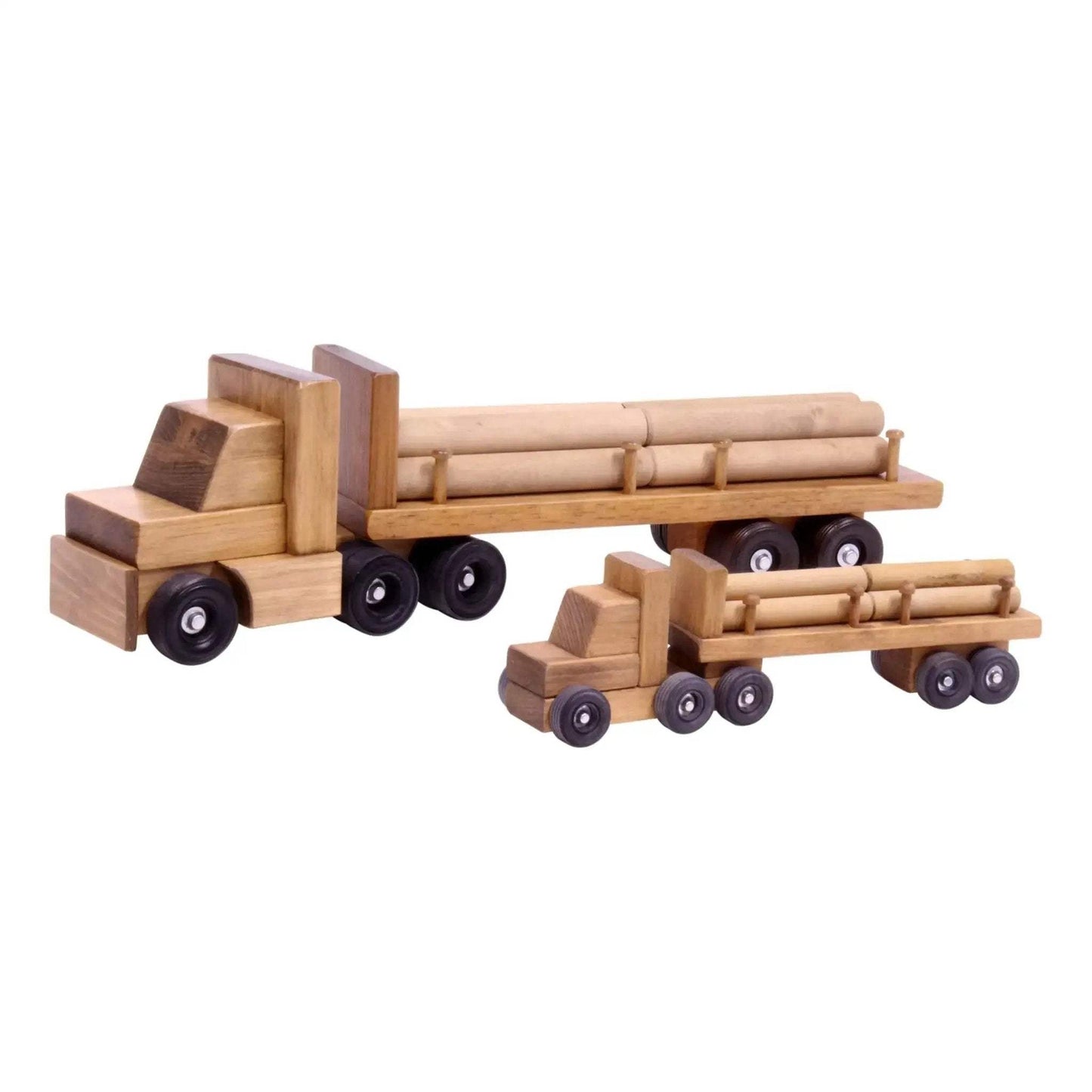 Amish-Made Wooden Log Semi Truck Toy, With Removable Logs - ToylandEU