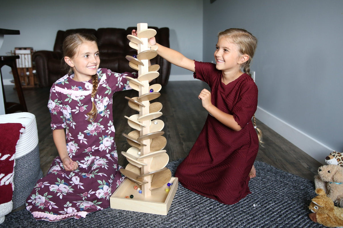 Amish Made Wooden Marble Tree Toy Marbles Included