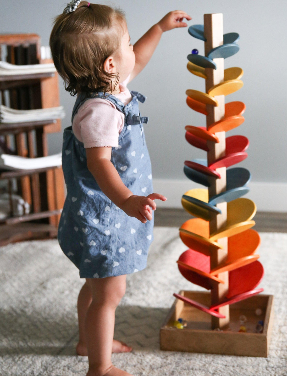 Amish Made Wooden Marble Tree Toy Marbles Included