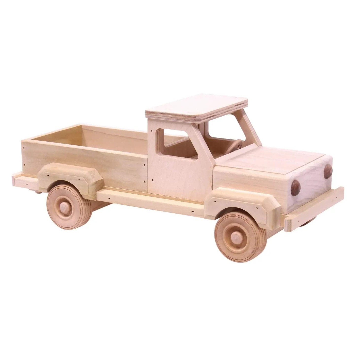 Amish-Made Wooden Pickup Truck Toy with Hitch, Unfinished - ToylandEU