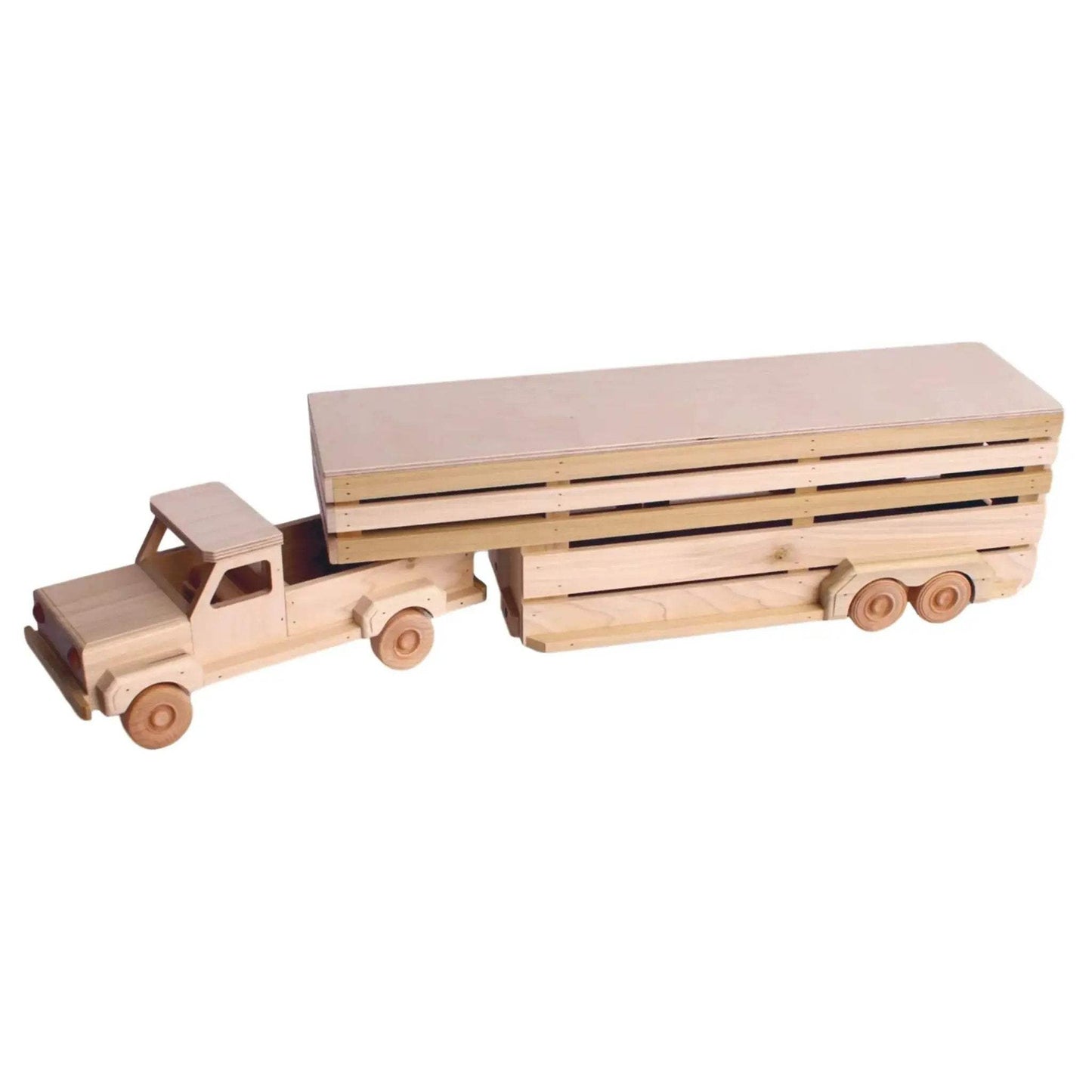 Amish-Made Wooden Toy Pickup and Gooseneck Trailer Set - ToylandEU