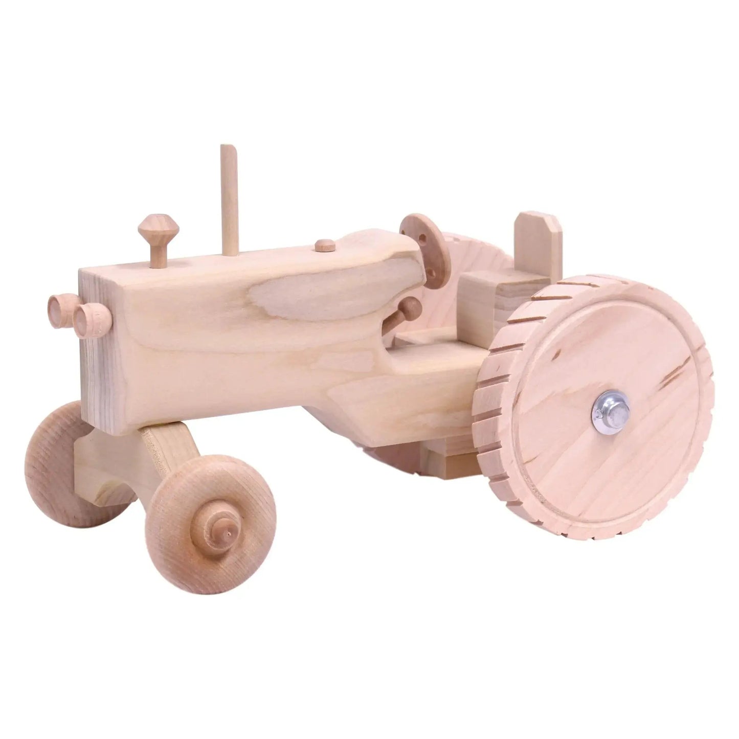 Amish-Made Wooden Toy Tractor With Hitch, Unfinished - ToylandEU